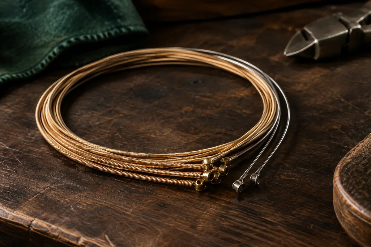 Jeu de cordes acoustiques D’Addario, avec cordes graves filées en bronze et aigus en acier pur